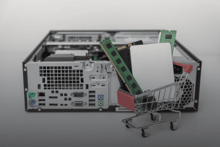 ServerDirect hardware – RAM, SSD and server components in a shopping cart