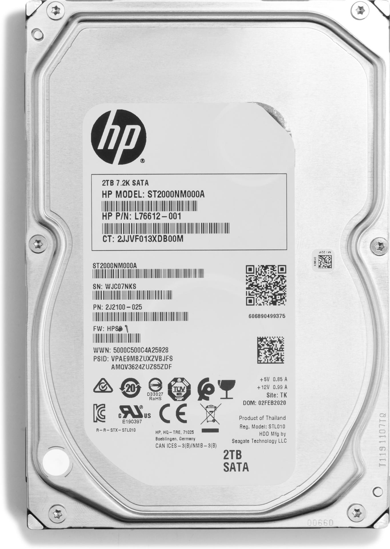 HP 2TB 7200RPM SATA 3.5in Enterprise