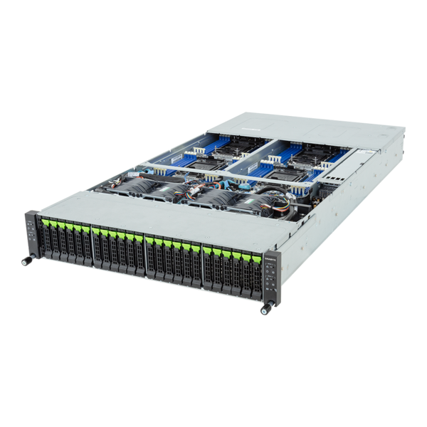 GIGABYTE H274-S60-LAW1 - High Density Server - Intel Xeon 6 Processor - 2U 4-Node DP 24-Bay Gen5 NVMe/SATA/SAS-4 DLC