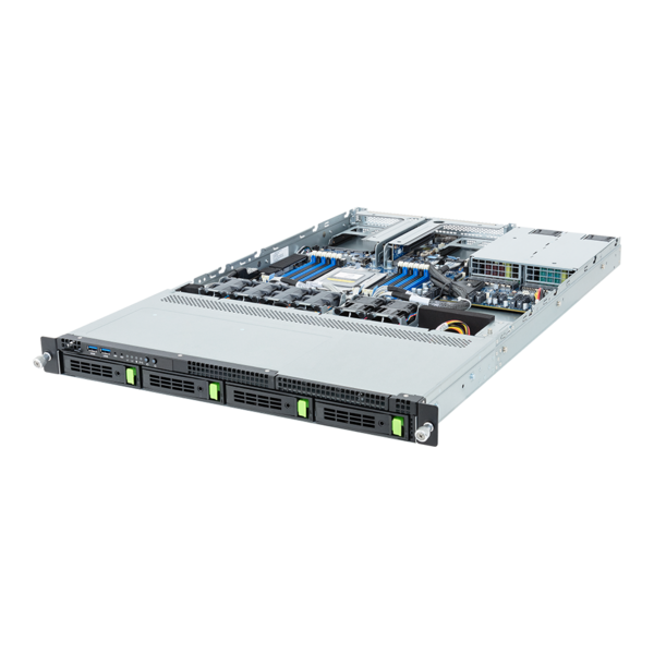 GIGABYTE R143-E30-AAG1 - Rack Server - EPYC 8004 - 1U UP 4-Bay Gen5 NVMe/SATA/SAS-4 Titanium