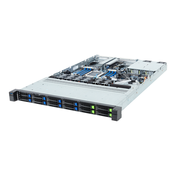 GIGABYTE R143-E32-AAH1 - Rack Server - EPYC 8004 - 1U UP 12-Bay Gen5 NVMe/SATA/SAS-4 Titanium