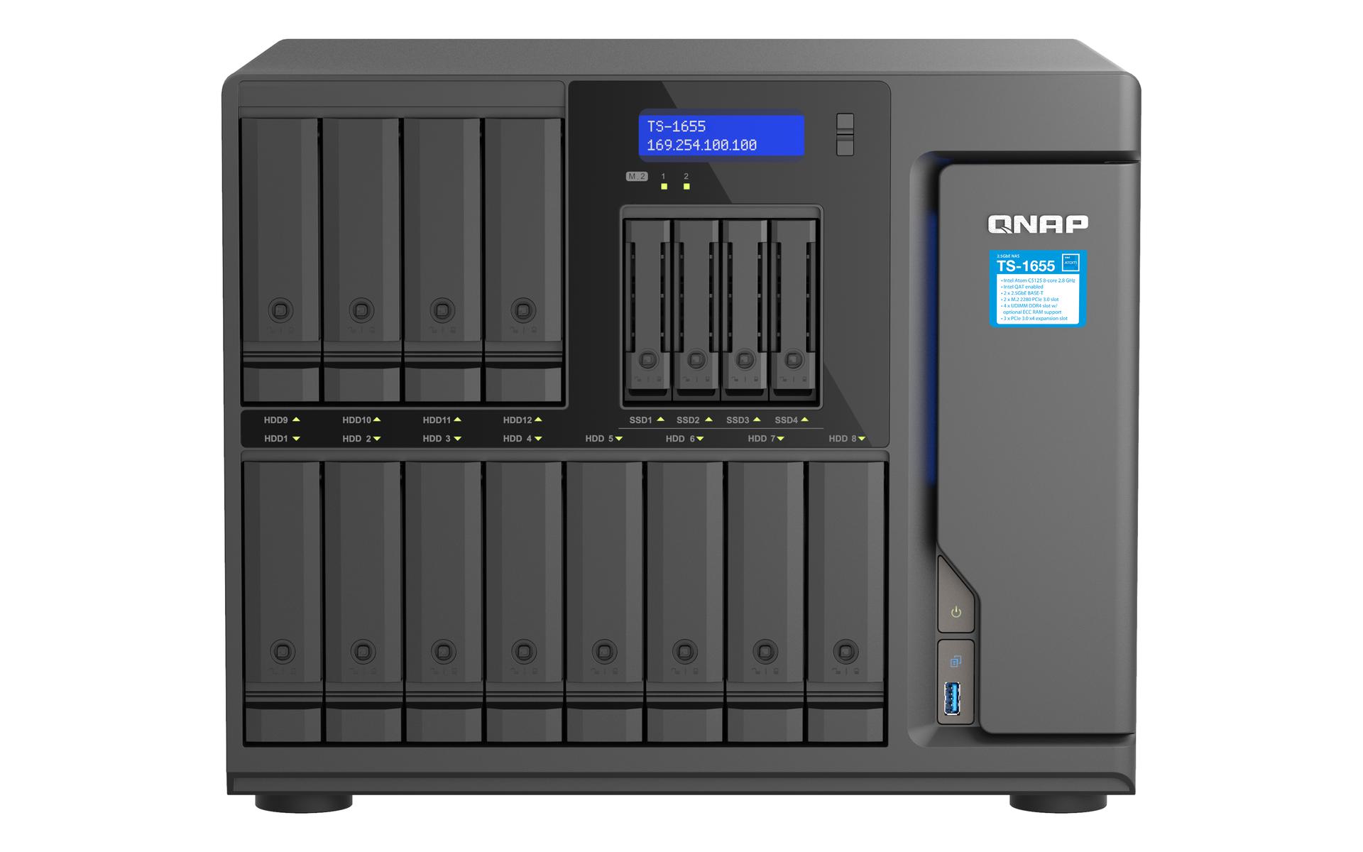 Qnap 16-Bay NAS IntelAtomC5125 8GB DDR4 2.5Gb