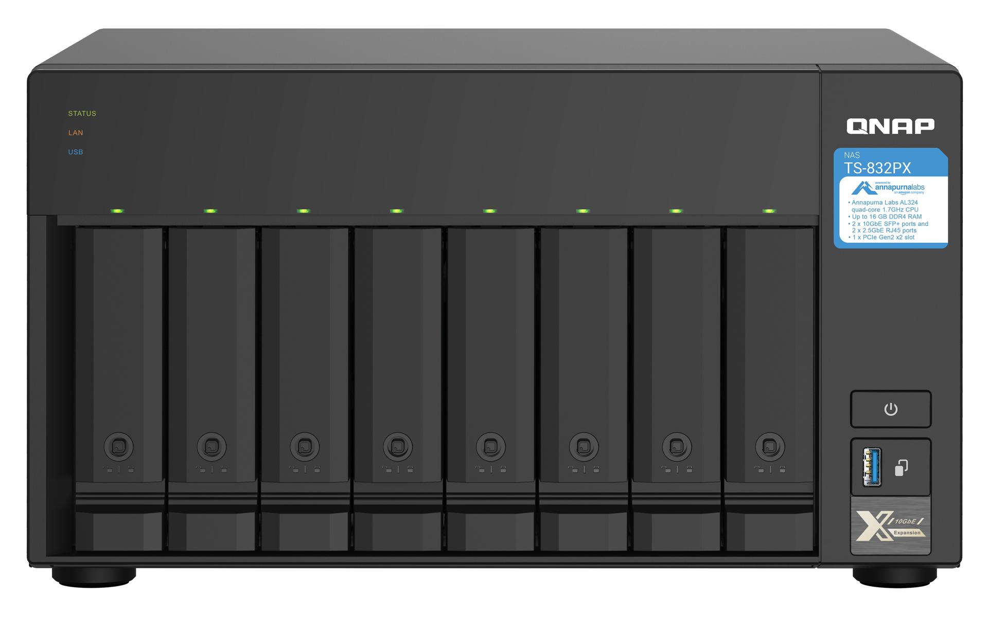 Qnap Desktop 8Bay NAS 4GB RAM 2x2.5Gbe Black